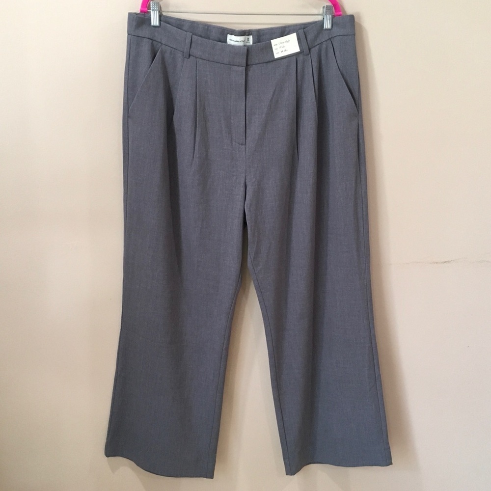 Abercrombie & Fitch Women Sloane Grey Ultra High Wide Leg Pants Plus Size 18/34